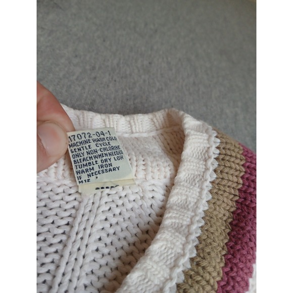 Vintage Gap Sweater Large Tennis Prep Cable Knit V Neck Preppy Wimbleton 90s - Picture 8 of 15